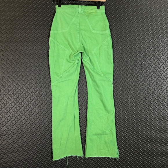 Revice Green Mid Rise Flare Raw Hem Denim Jeans Women's Size 25 - Picture 2 of 9